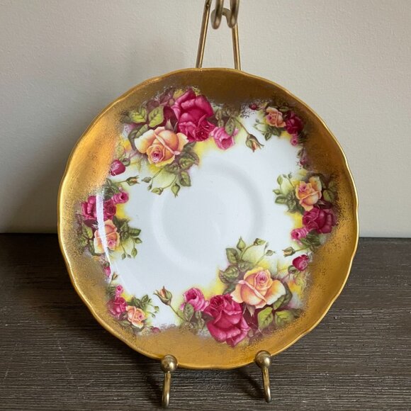 Royal Chelsea Golden Rose Teacup & Saucer - Picture 9 of 15